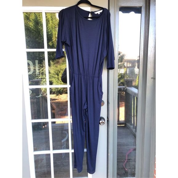 Trina Turk Bromeliad Jumpsuit Romper Key-hole Back Navy Blue, Size XS, MSRP $238 - Picture 3 of 10
